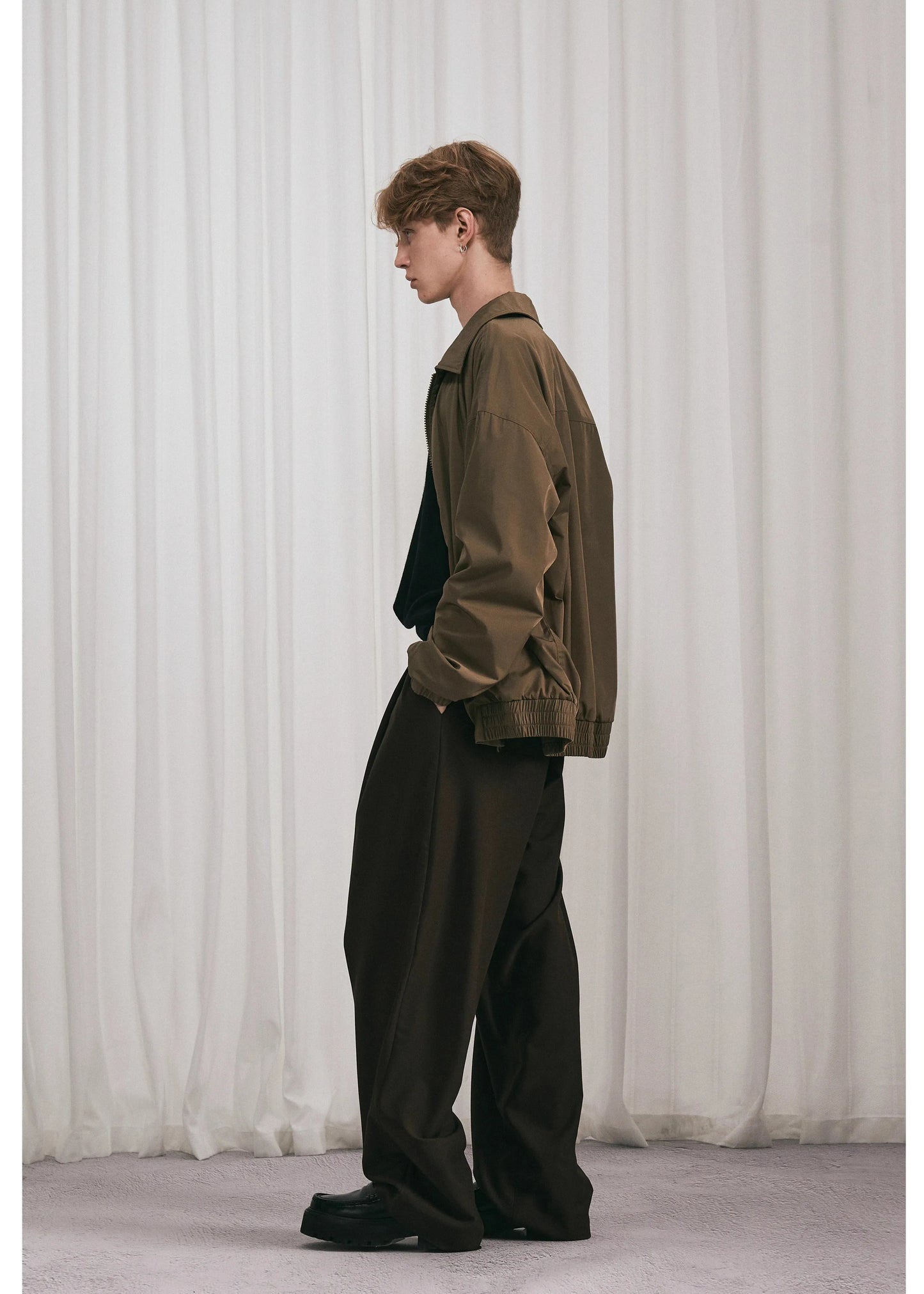 Essential Pleated Wide Leg Trousers - Brown