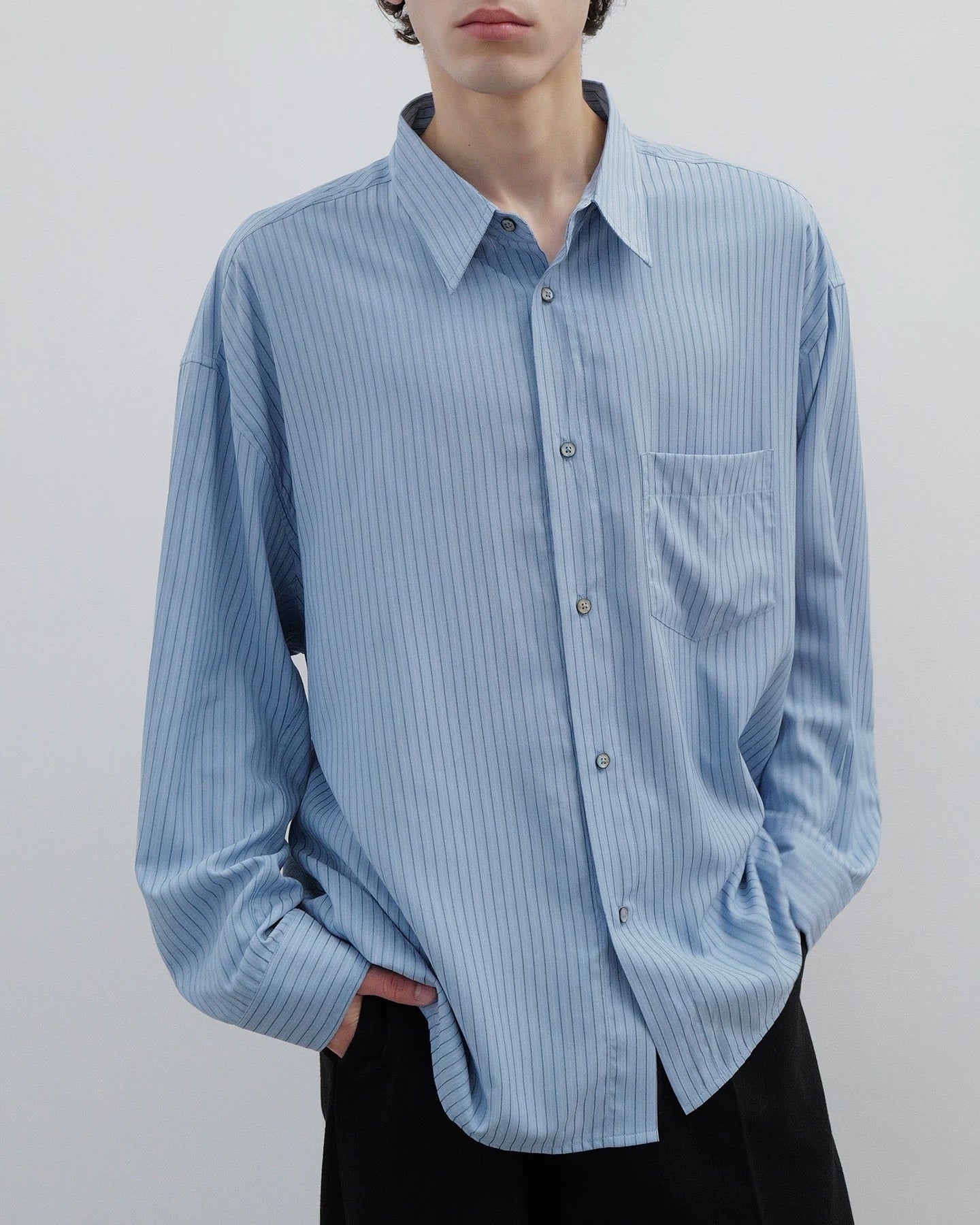 Flowy Blue Striped Shirt