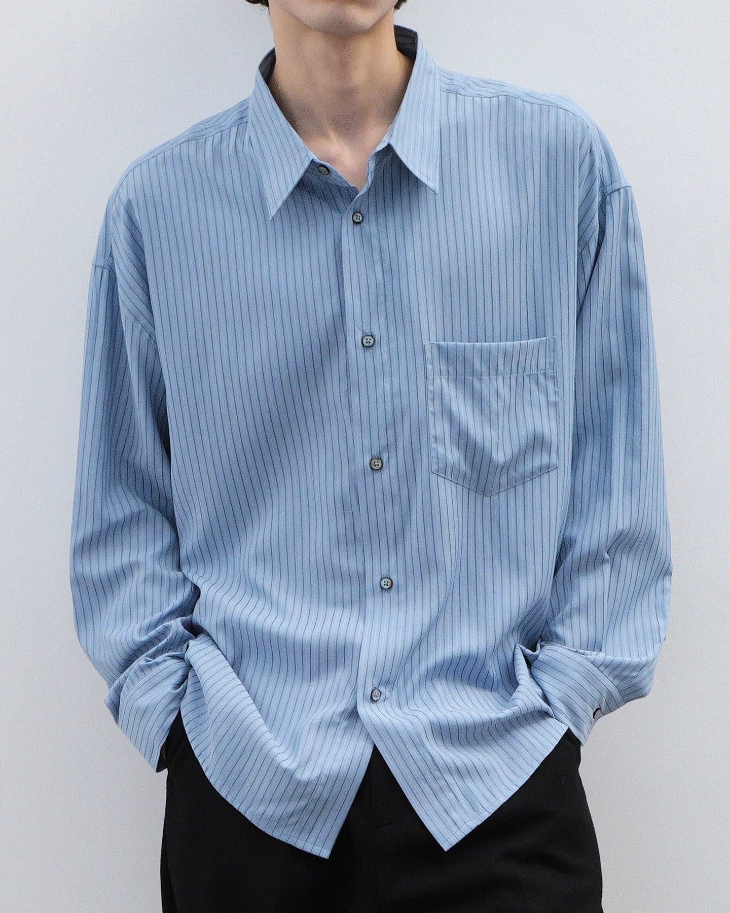 Flowy Blue Striped Shirt