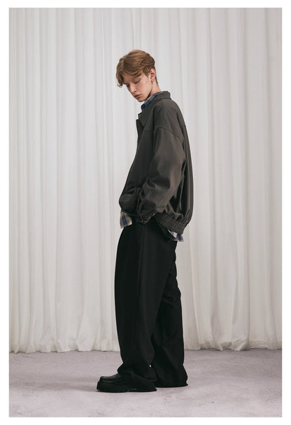 Essential Pleated Wide Leg Trousers - Black