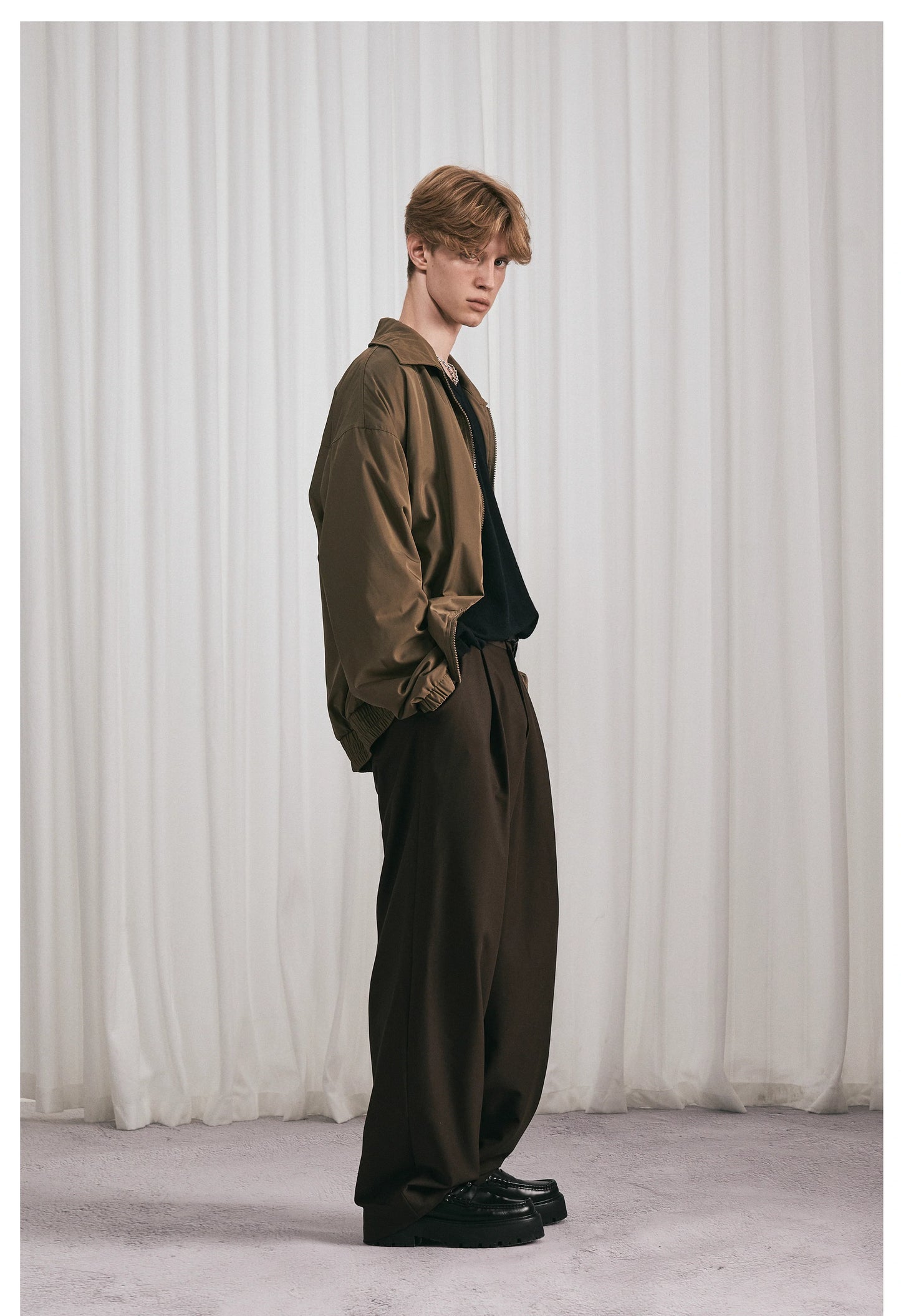 Essential Pleated Wide Leg Trousers - Brown