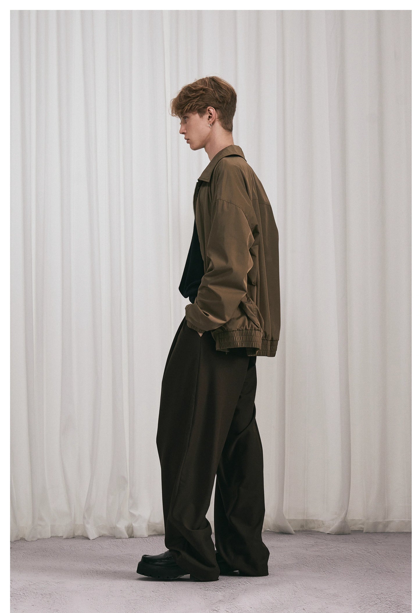 Essential Pleated Wide Leg Trousers - Brown