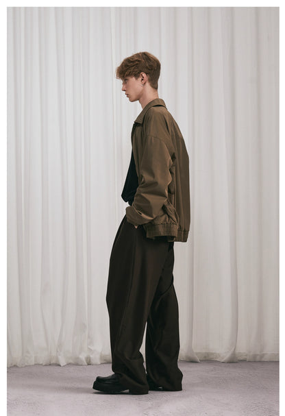 Essential Pleated Wide Leg Trousers - Brown