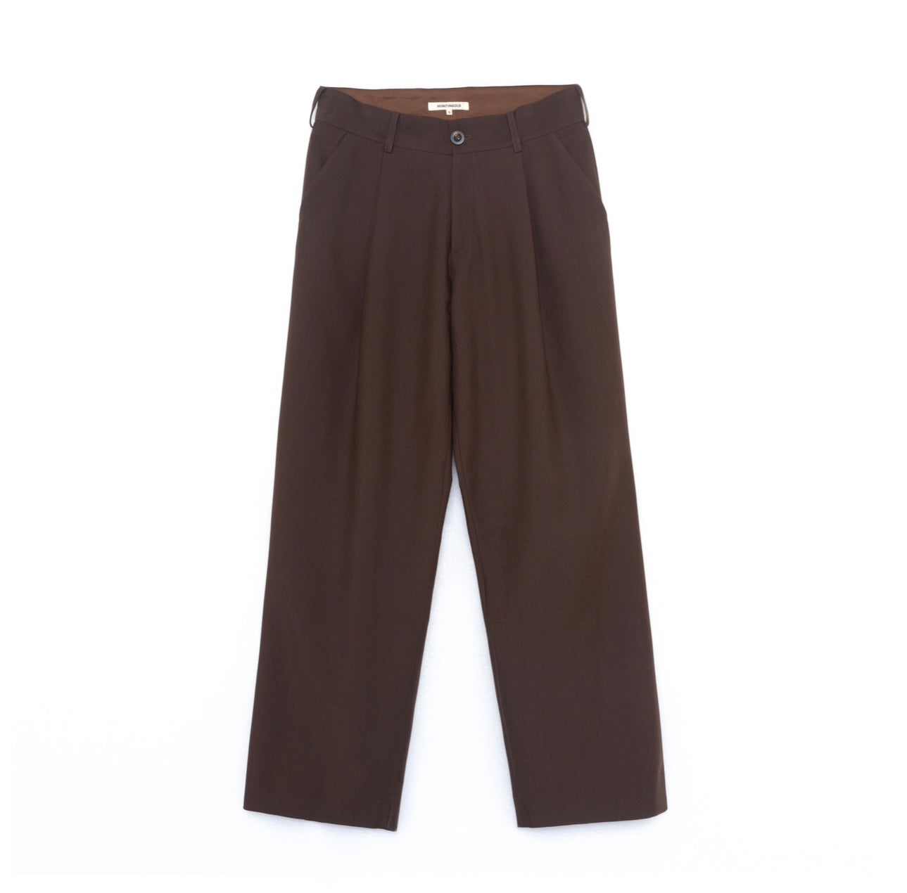 Essential Pleated Wide Leg Trousers - Brown