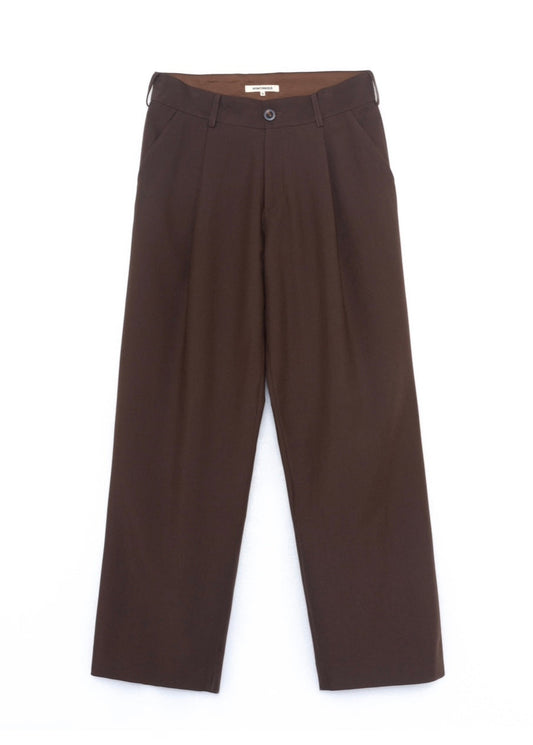 Essential Pleated Wide Leg Trousers - Brown
