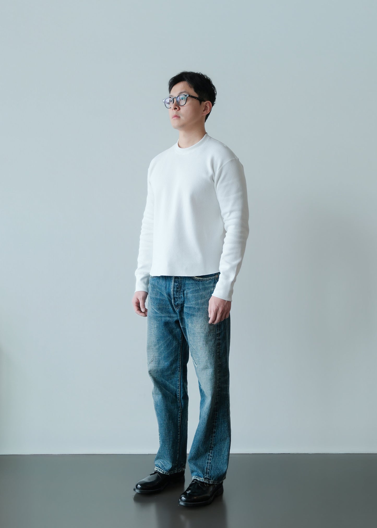 Heavyweight Waffle Knit Crewneck - Jet Black