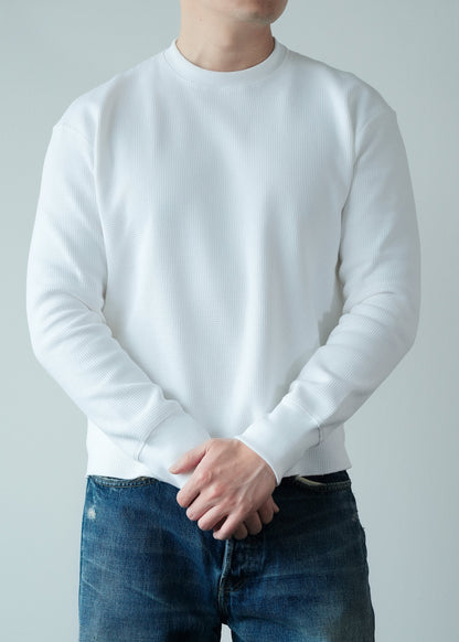 Heavyweight Waffle Knit Crewneck - Jet Black