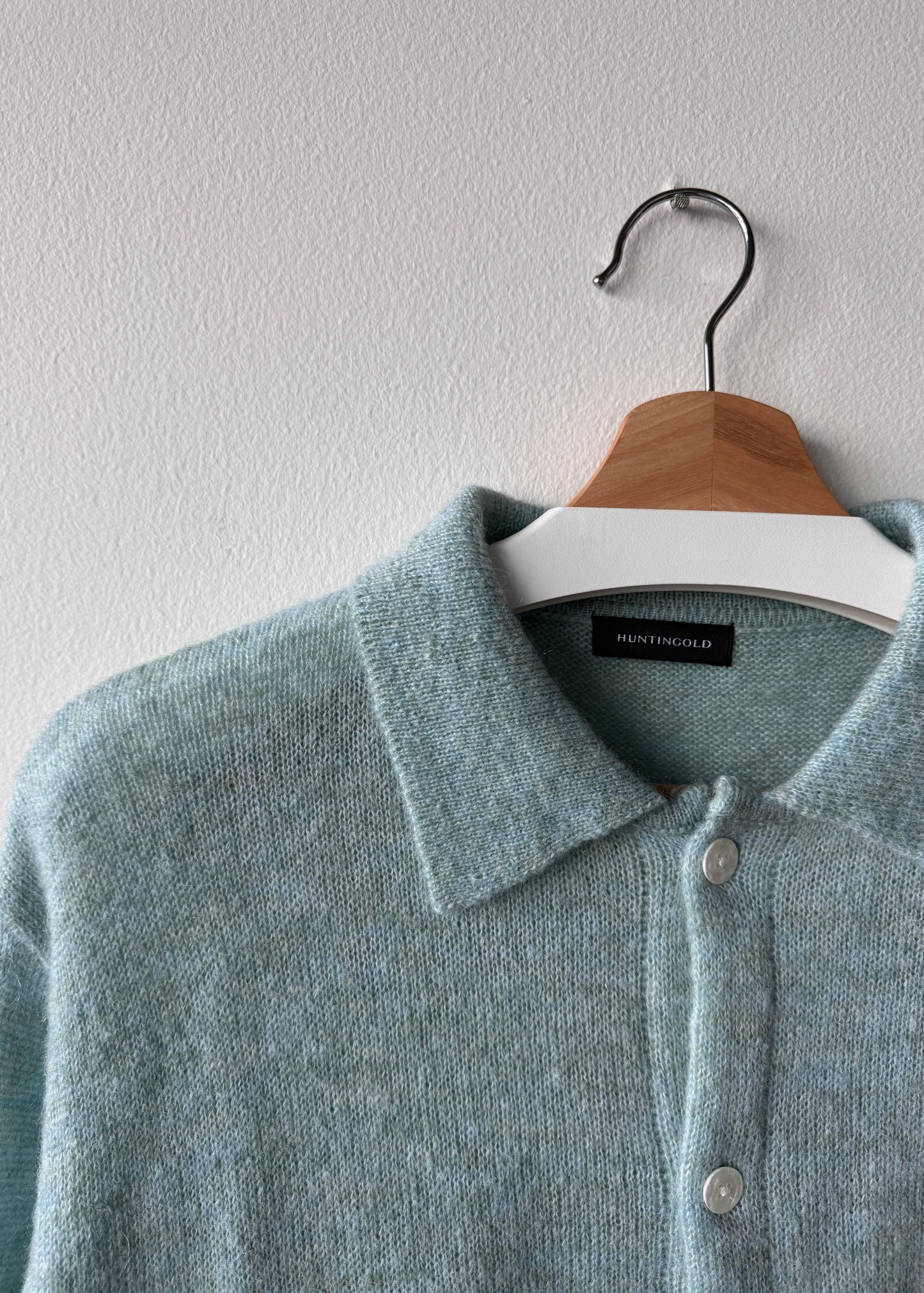 HUNTINGOLD Mohair Knit Polo Sweater (Size: Small)