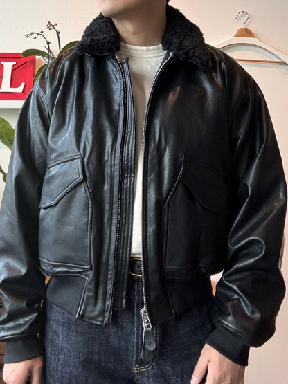 LAID-BACK LOOM FAUX LEATHER Jacket (Size: L)