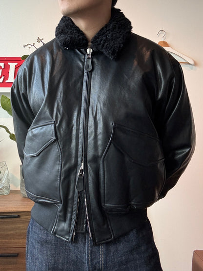 LAID-BACK LOOM FAUX LEATHER Jacket (Size: L)