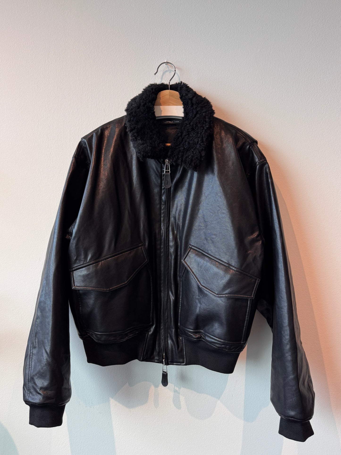 LAID-BACK LOOM FAUX LEATHER Jacket (Size: L)
