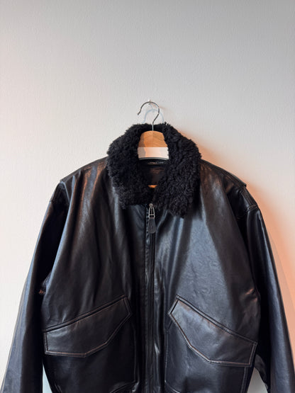 LAID-BACK LOOM FAUX LEATHER Jacket (Size: L)