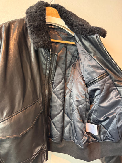 LAID-BACK LOOM FAUX LEATHER Jacket (Size: L)