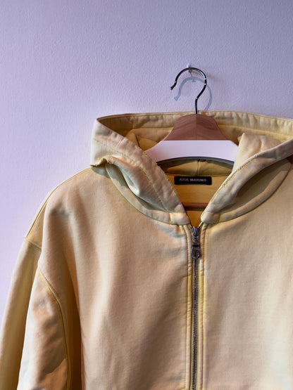 AZUL MARINO Yellow Distressed Heavyweight Hoodie (Size: M)