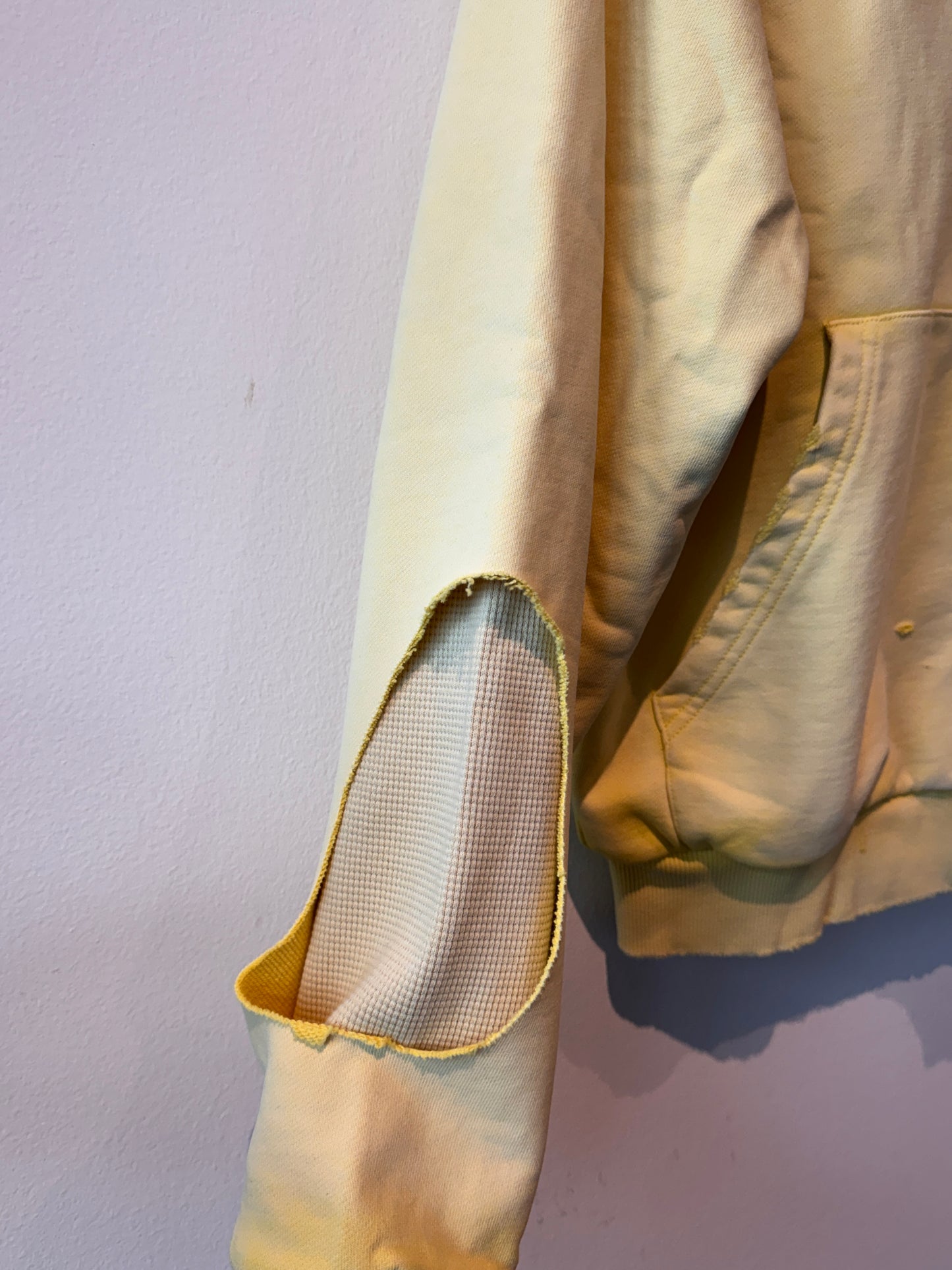 AZUL MARINO Yellow Distressed Heavyweight Hoodie (Size: M)