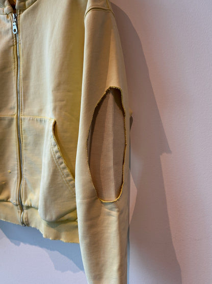 AZUL MARINO Yellow Distressed Heavyweight Hoodie (Size: M)