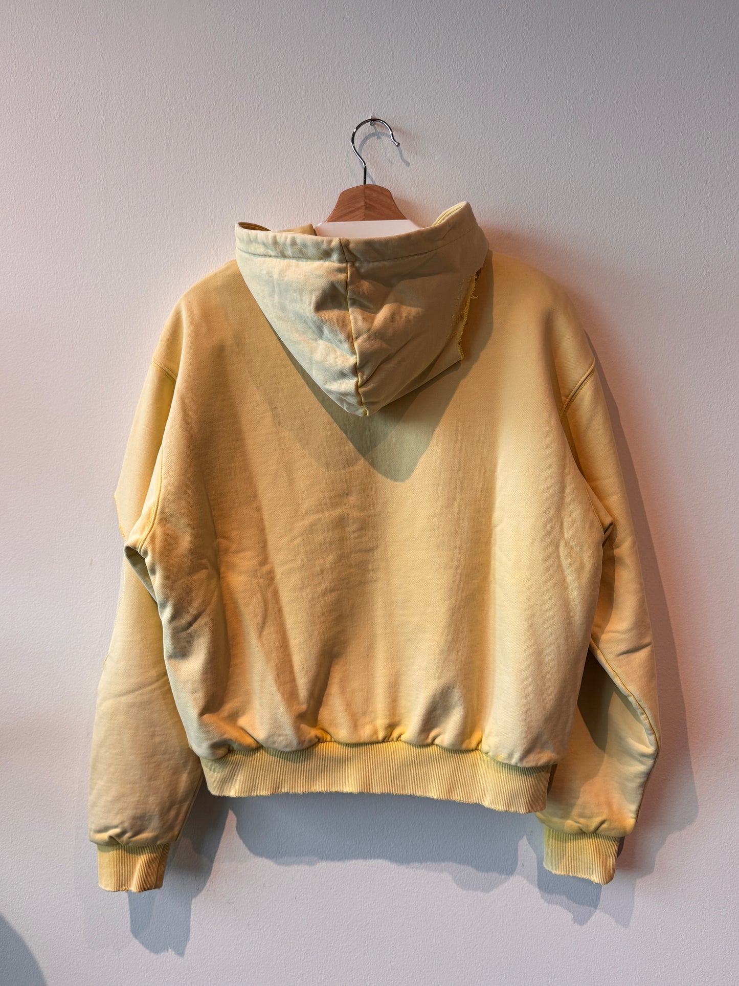AZUL MARINO Yellow Distressed Heavyweight Hoodie (Size: M)
