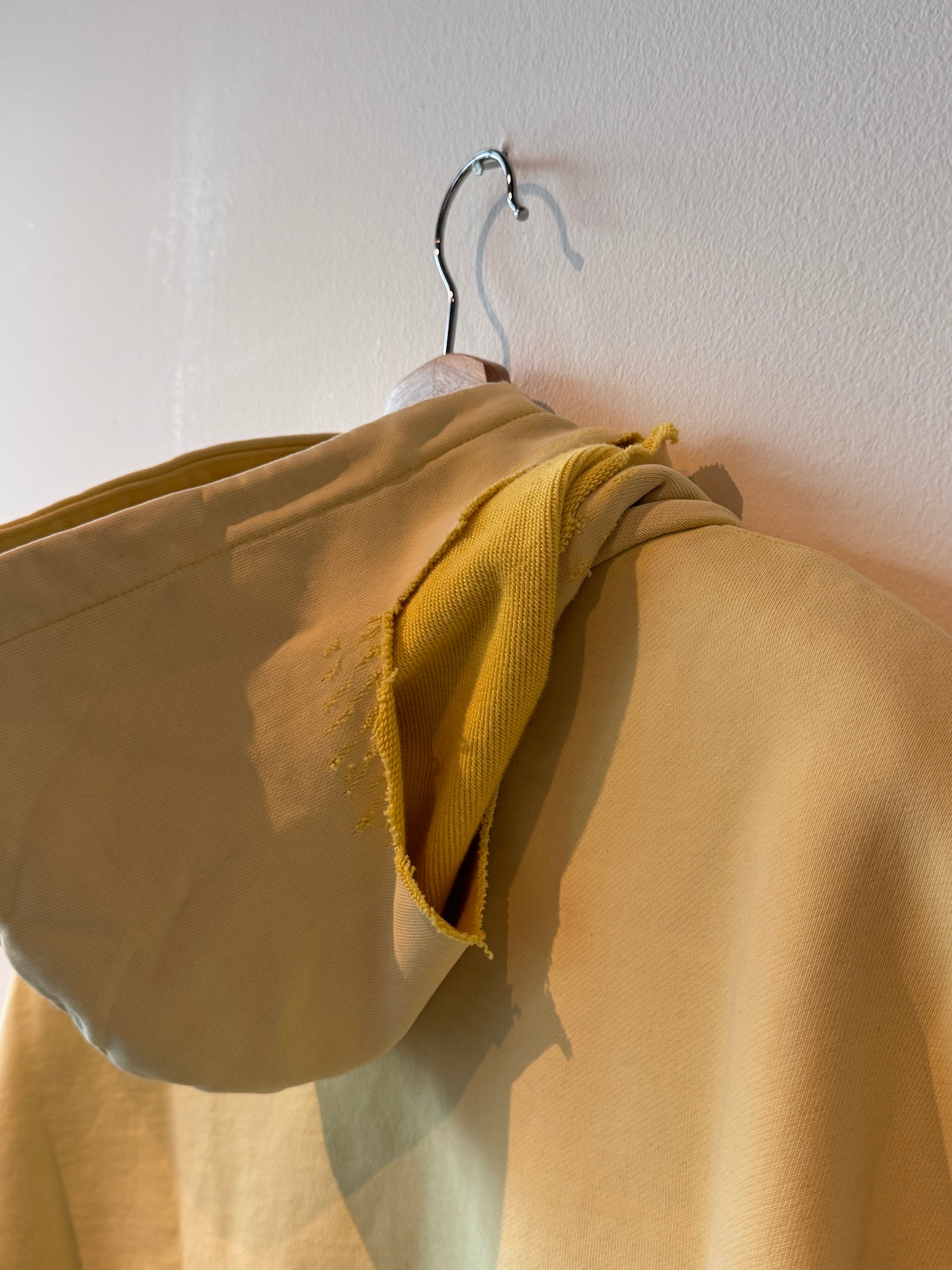 AZUL MARINO Yellow Distressed Heavyweight Hoodie (Size: M)