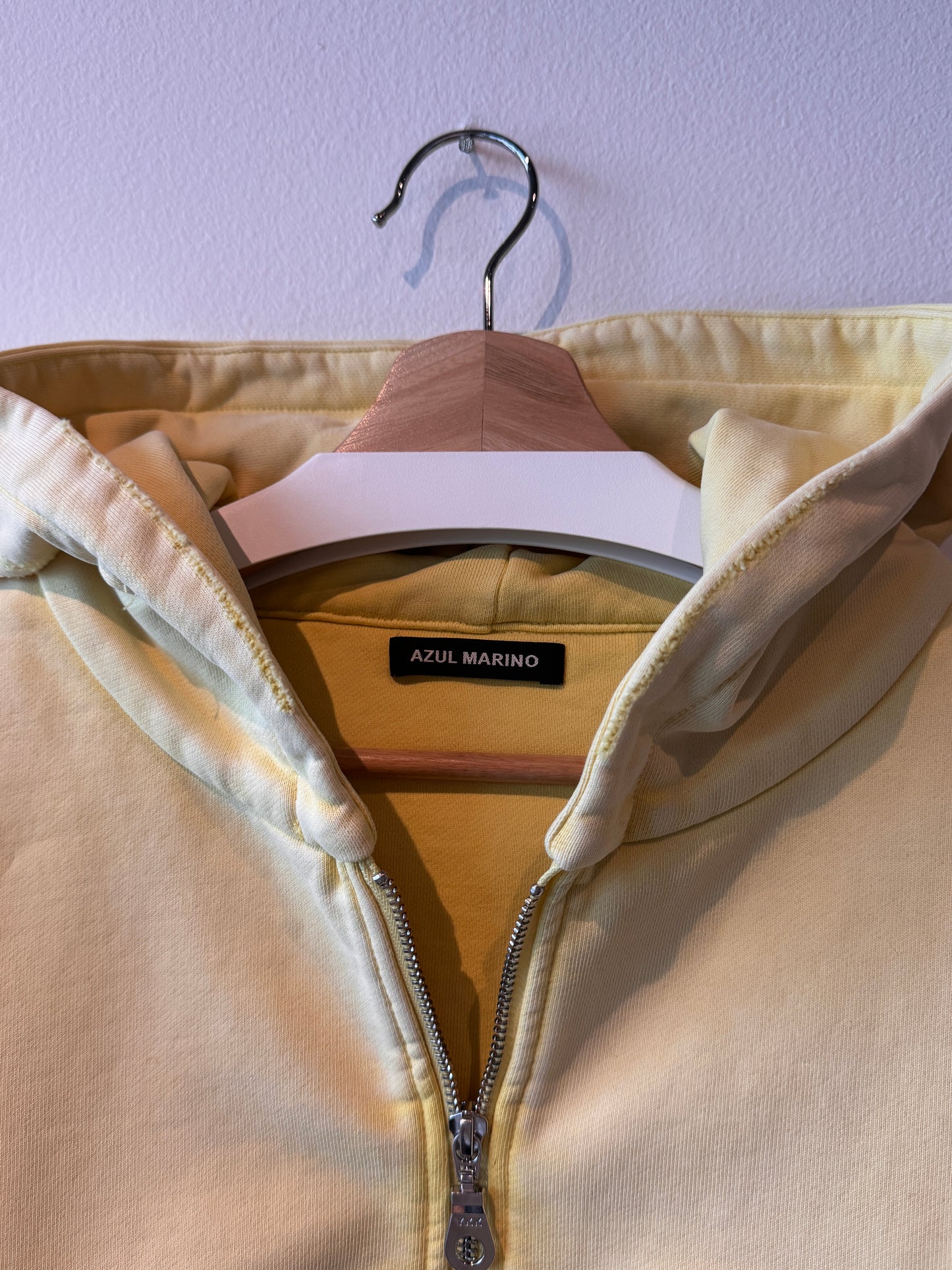 AZUL MARINO Yellow Distressed Heavyweight Hoodie (Size: M)