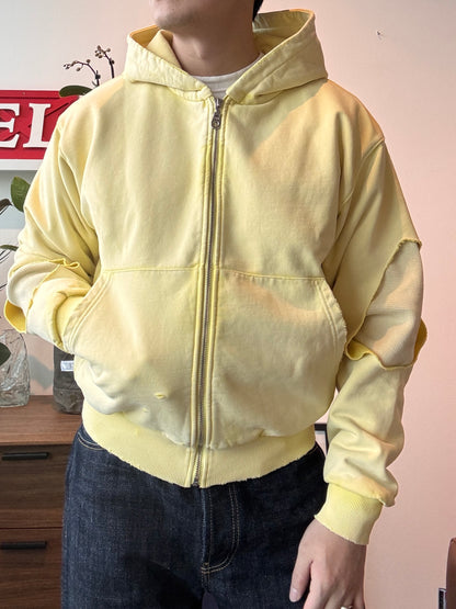 AZUL MARINO Yellow Distressed Heavyweight Hoodie (Size: M)