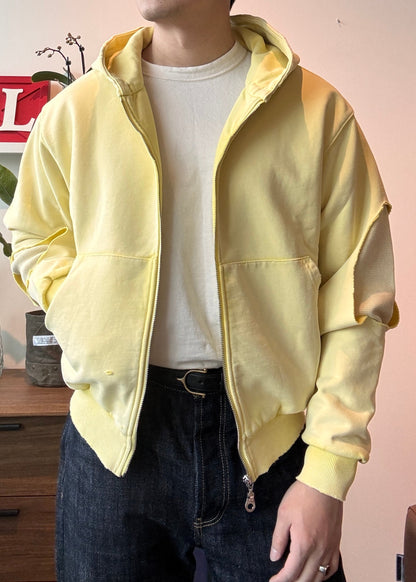AZUL MARINO Yellow Distressed Heavyweight Hoodie (Size: M)