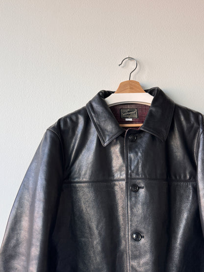 Militora Horsehide Leather Car Coat Black (Size: Medium)