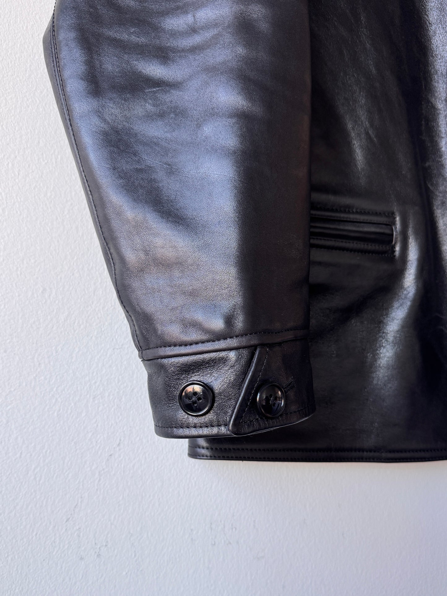 Militora Horsehide Leather Car Coat Black (Size: Medium)