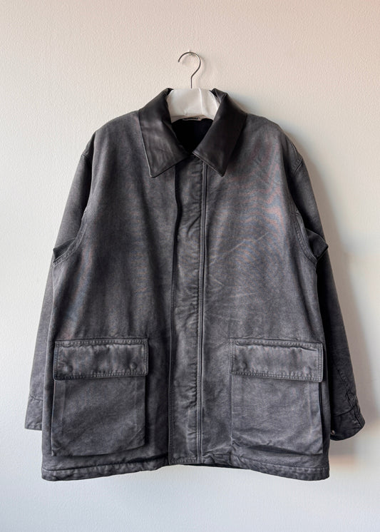 Auralee Product Dyed Organic Cotton Duck Blouson in Faded Black (Size: 4)