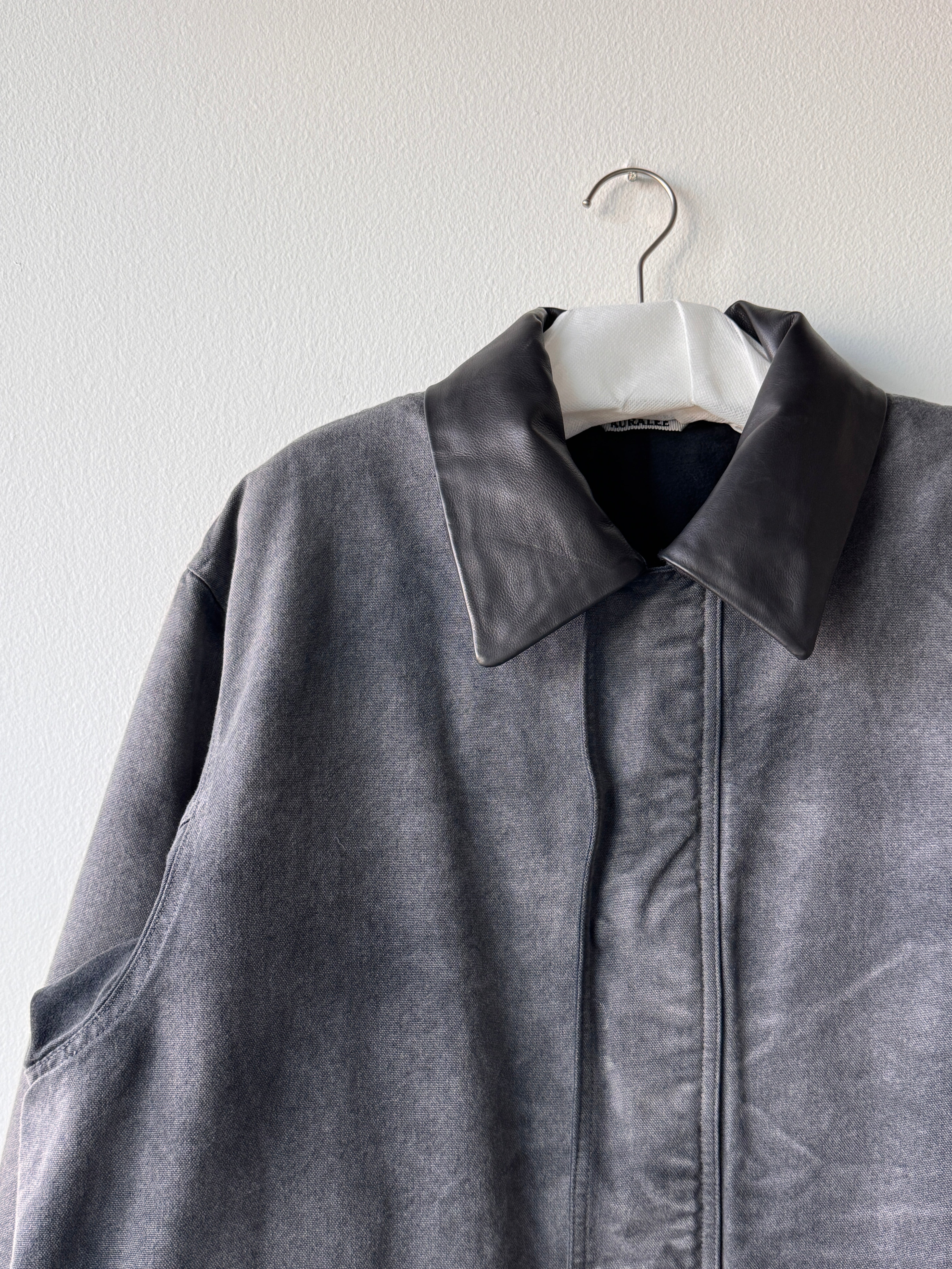 Auralee Product Dyed Organic Cotton Duck Blouson in Faded Black
