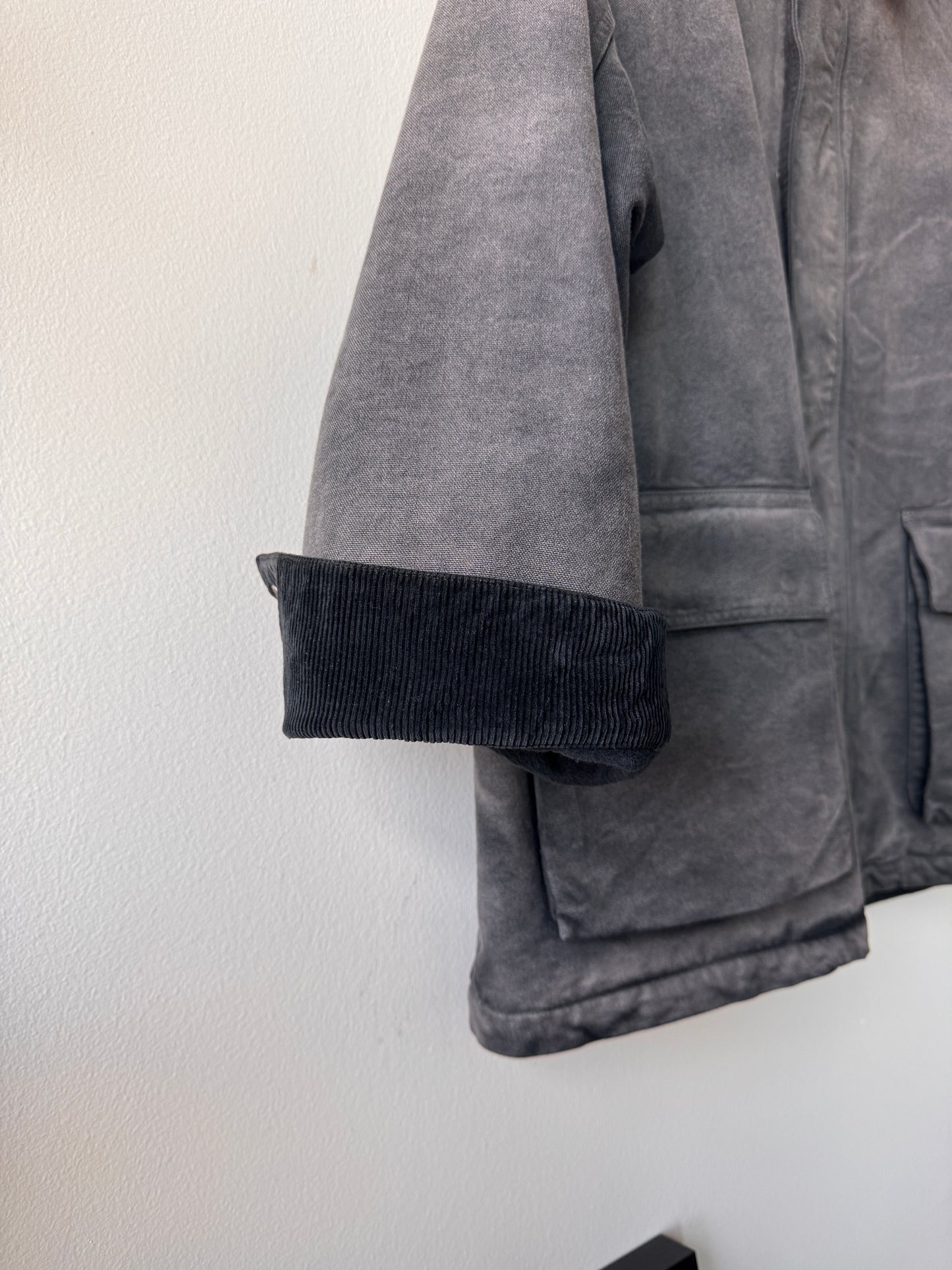 Auralee Product Dyed Organic Cotton Duck Blouson in Faded Black (Size: 4)