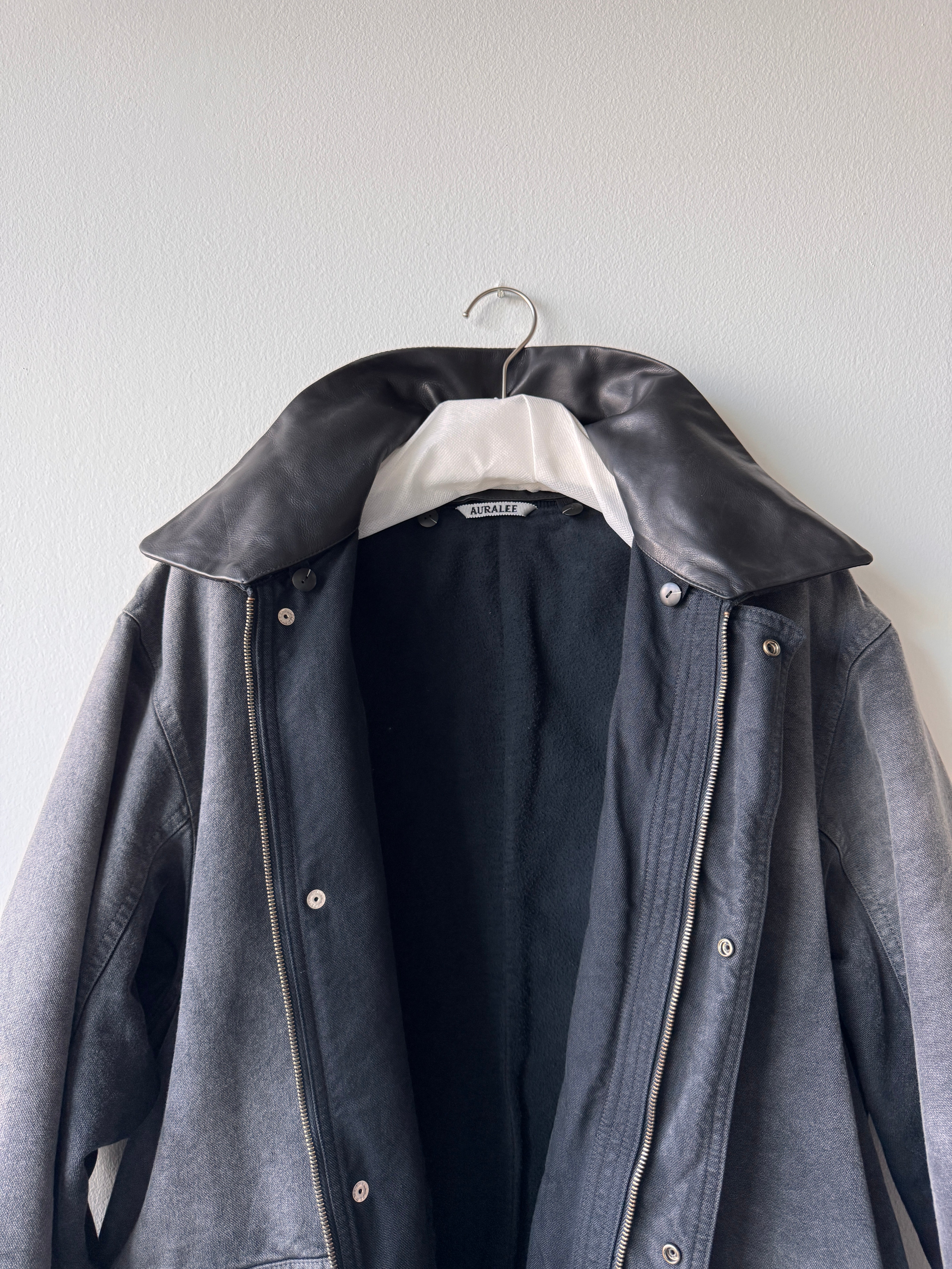 Auralee Product Dyed Organic Cotton Duck Blouson in Faded Black