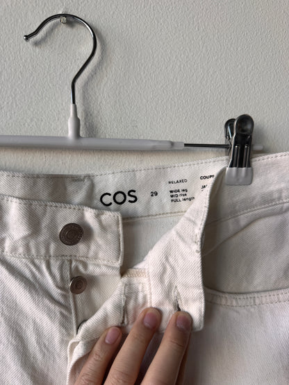 COS Off-White Wide Leg Jeans (Size: 29)