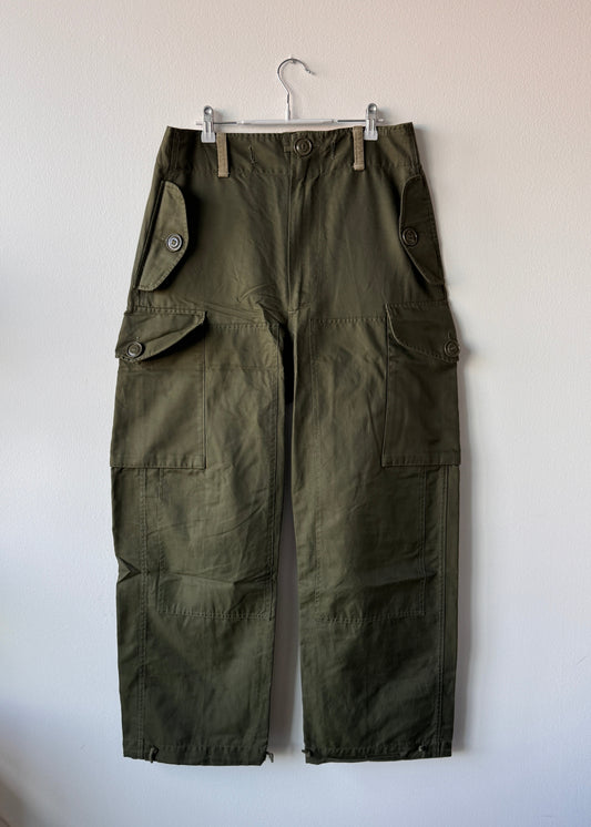 Vintage 80s Parachute Pants Military Green (Size: 31)