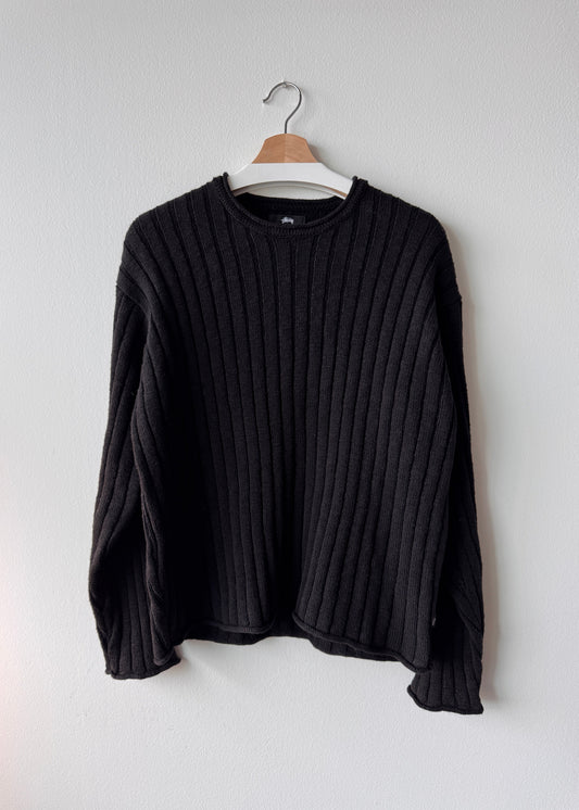 Stussy Rib Knit Long Sleeve Black (Size: Medium)