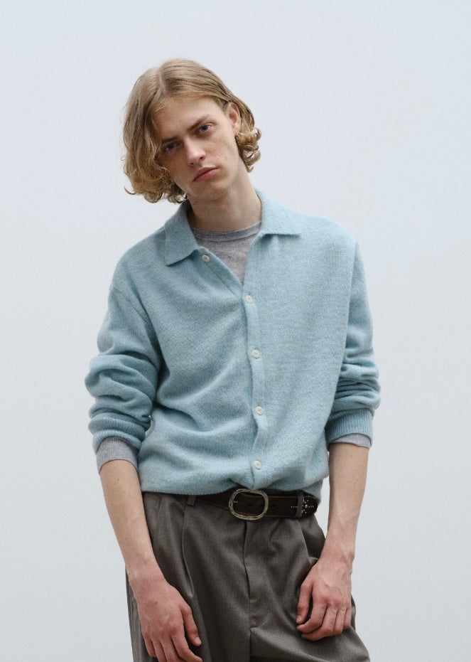 Mohair Knit Polo Sweater
