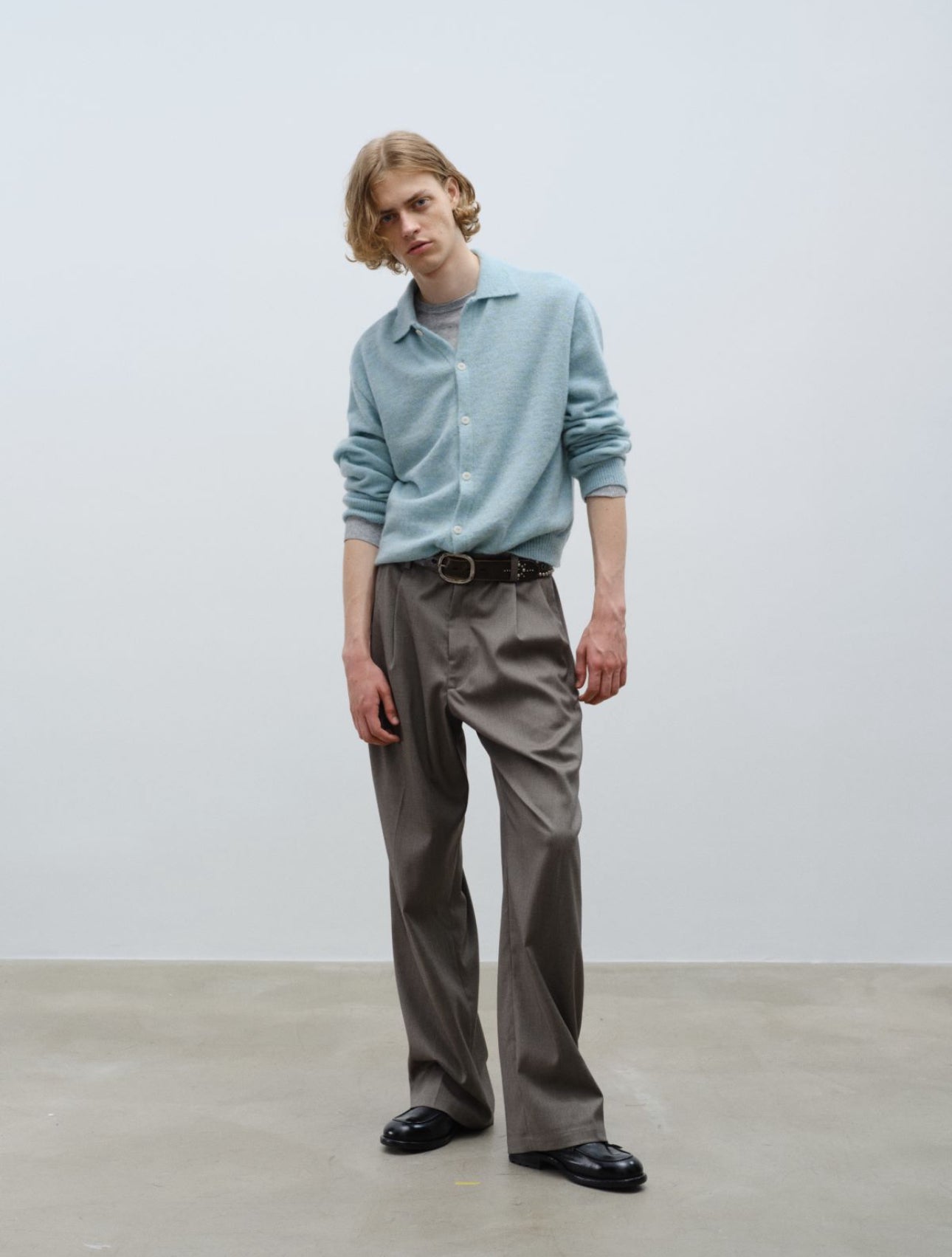 Mohair Knit Polo Sweater