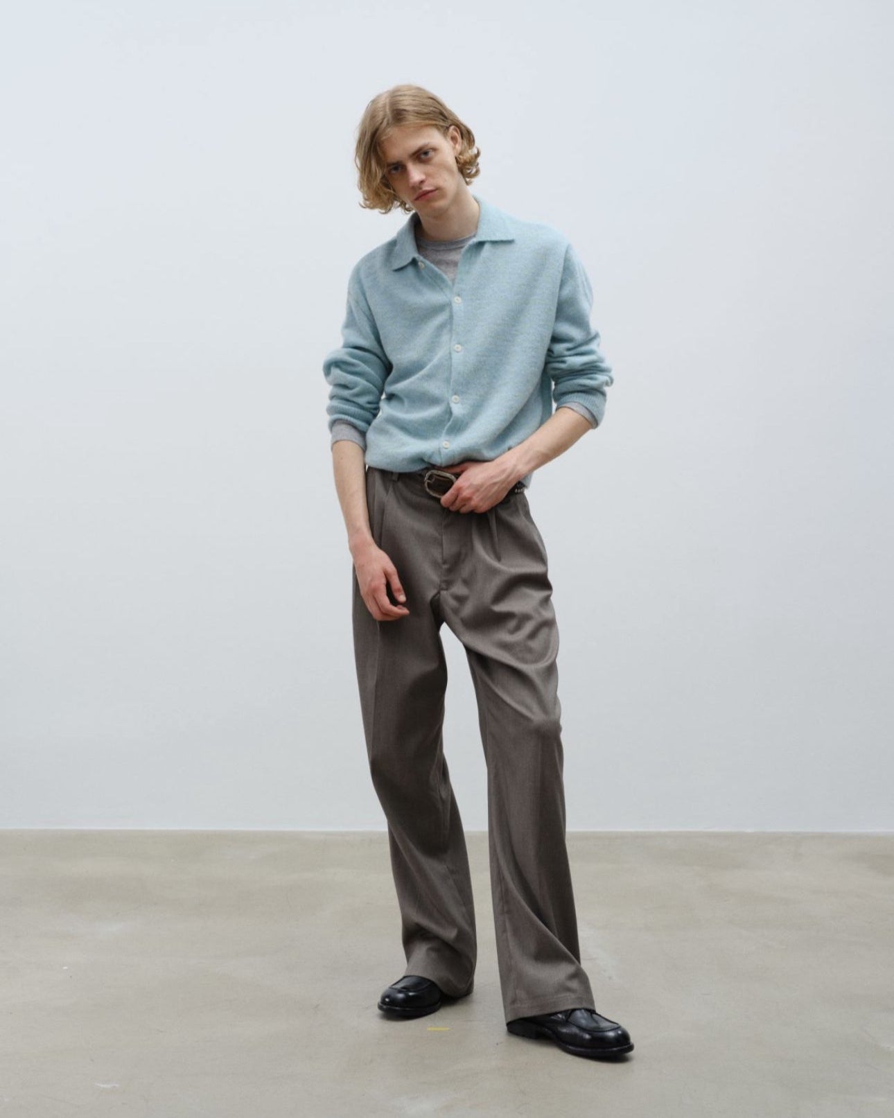 Mohair Knit Polo Sweater