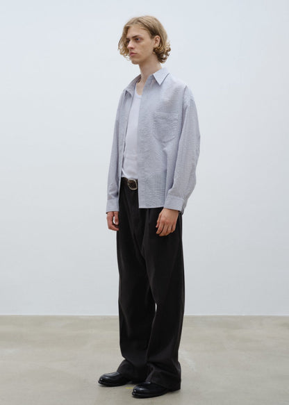 Double Pleated Wide Leg Trousers - Dark Grey