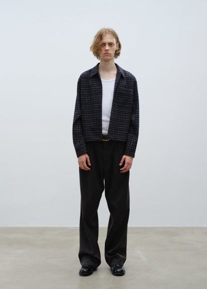 Double Pleated Wide Leg Trousers - Dark Grey