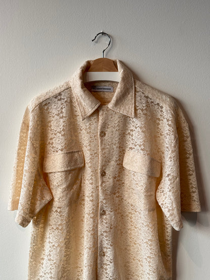 No Maintenance 'Ley' Lace Short Sleeve Shirt (Size: Medium)