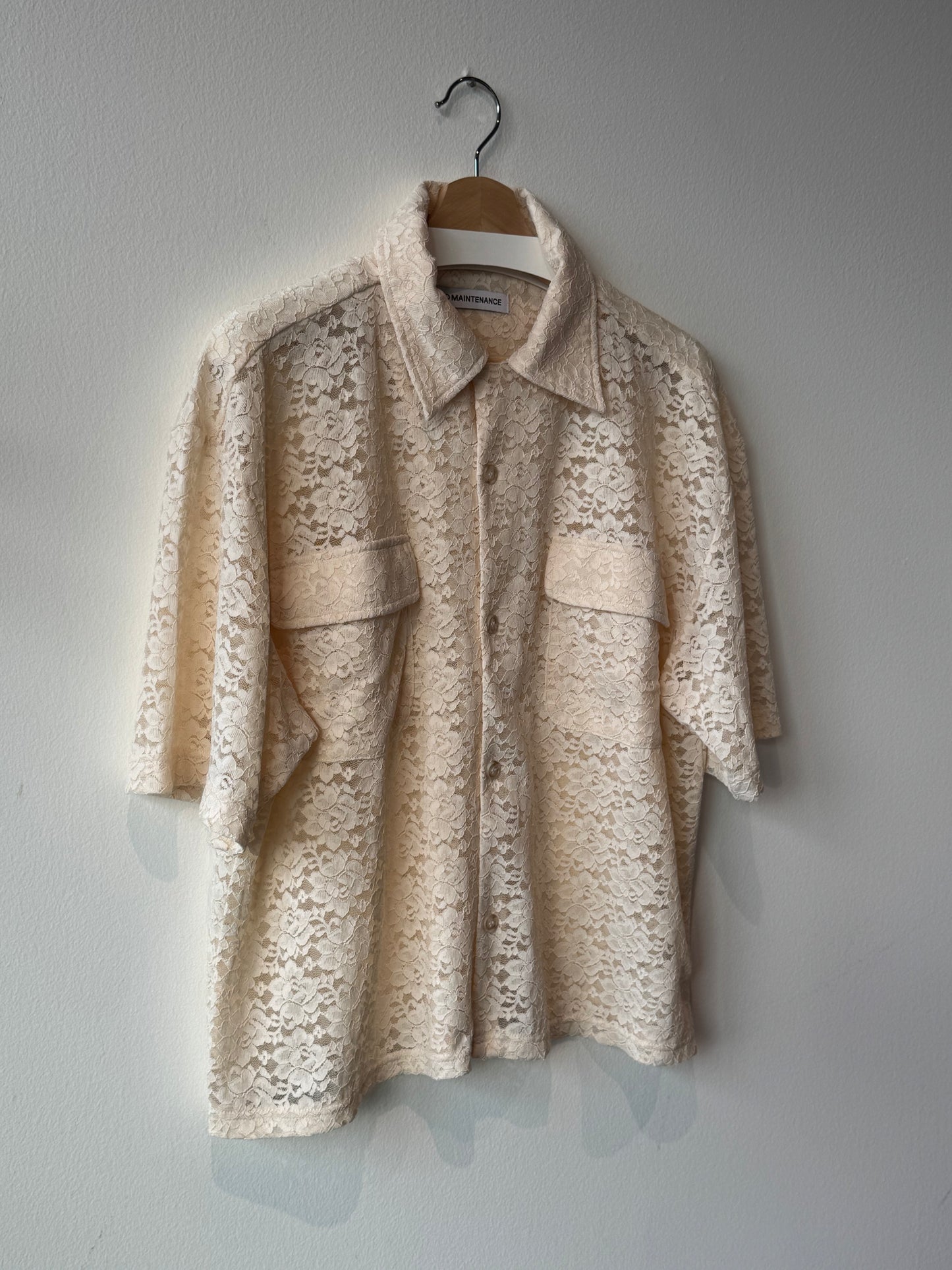 No Maintenance 'Ley' Lace Short Sleeve Shirt (Size: Medium)