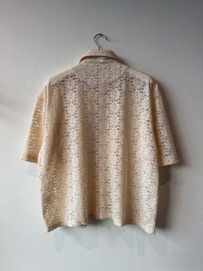 No Maintenance 'Ley' Lace Short Sleeve Shirt (Size: Medium)