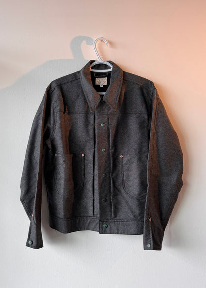 WYTHE Japanese Wabash Stripe Moleskin Ranch Jacket - Charcoal Smoke (Size: L)