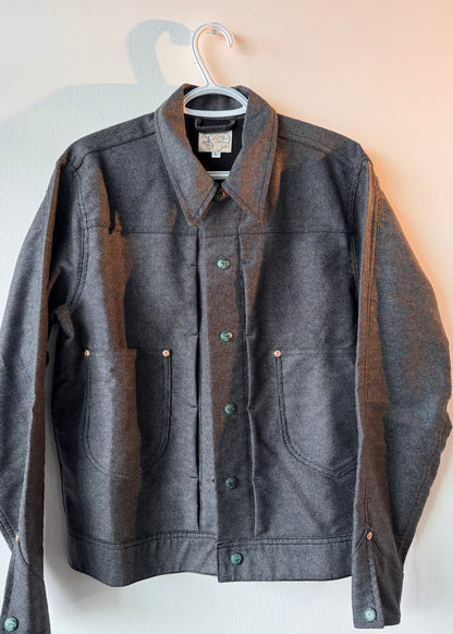 WYTHE Japanese Wabash Stripe Moleskin Ranch Jacket - Charcoal Smoke (Size: L)