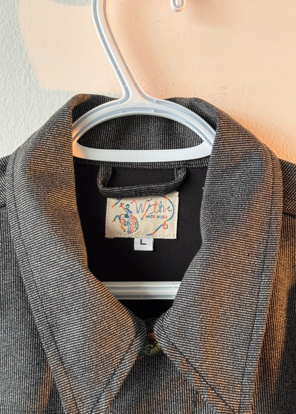 WYTHE Japanese Wabash Stripe Moleskin Ranch Jacket - Charcoal Smoke (Size: L)