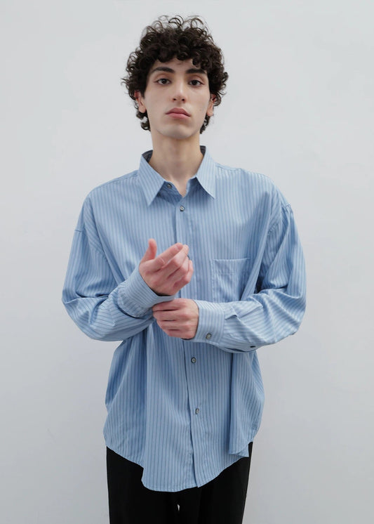 Flowy Blue Striped Shirt