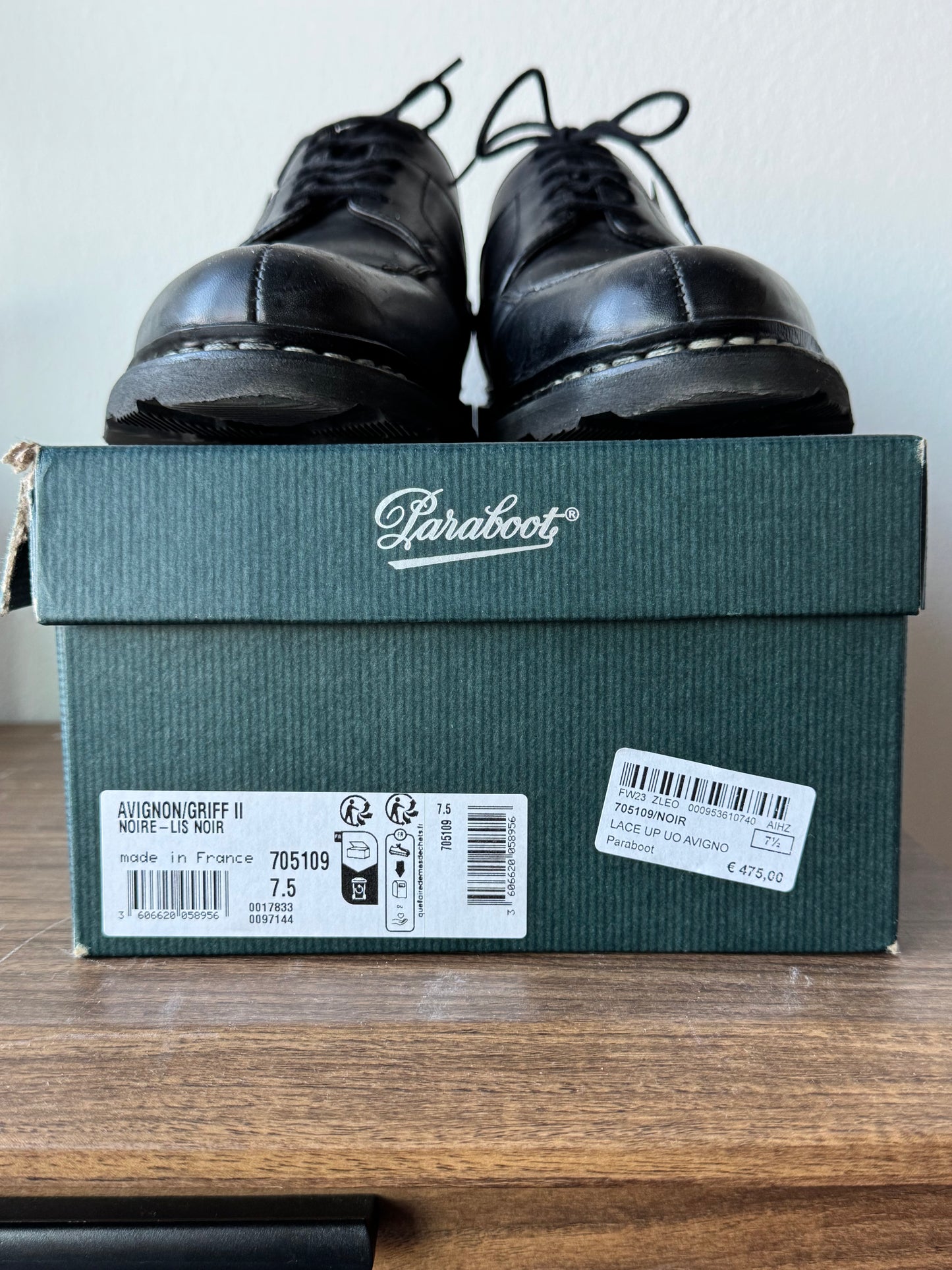 Paraboot Lace Up Avignon Derby Black (UK 7.5)