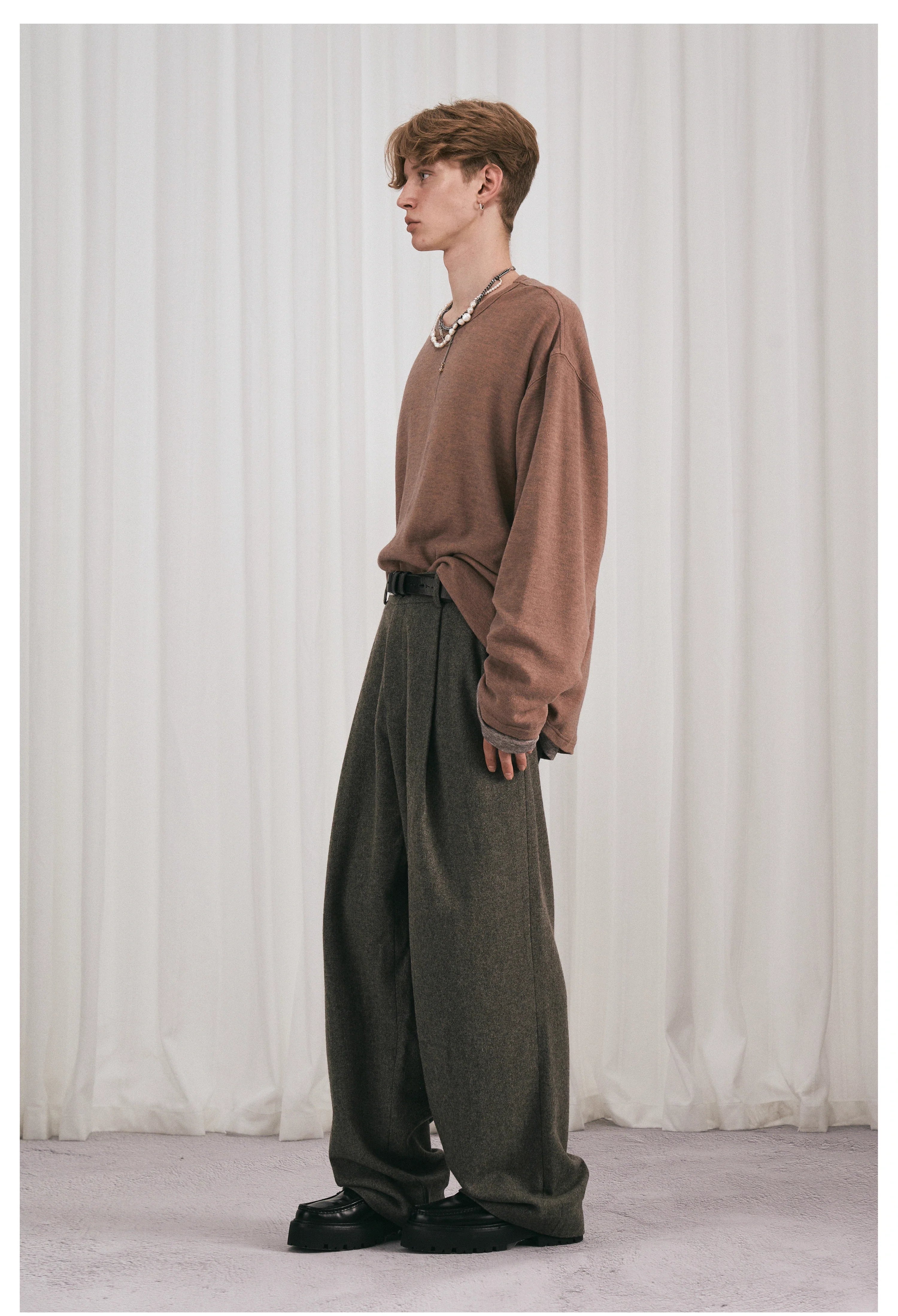 Essential Pleated Wide Leg Trousers - Wool