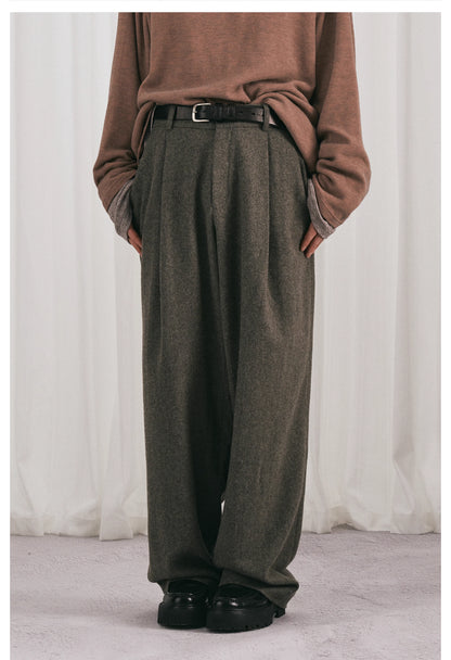 Essential Pleated Wide Leg Trousers - Wool