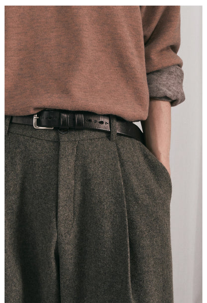 Essential Pleated Wide Leg Trousers - Wool